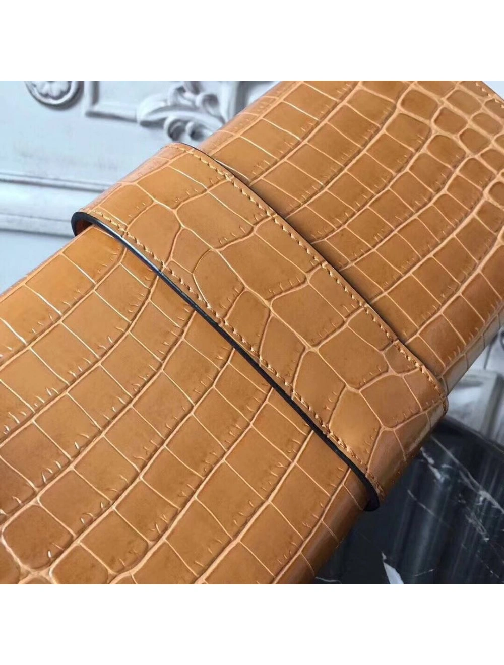 Hermes Medor Clutch Bag In Camarel Crocodile Leather