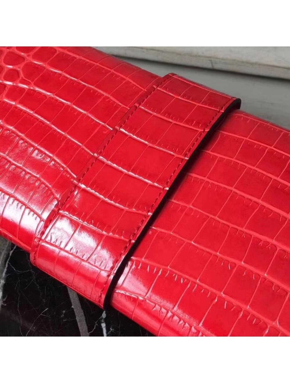 Hermes Medor Clutch Bag In Cherry Crocodile Leather