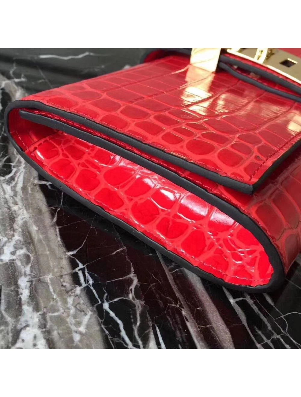 Hermes Medor Clutch Bag In Cherry Crocodile Leather