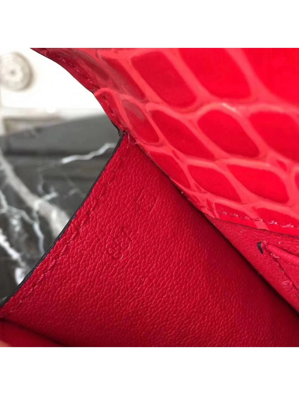Hermes Medor Clutch Bag In Cherry Crocodile Leather