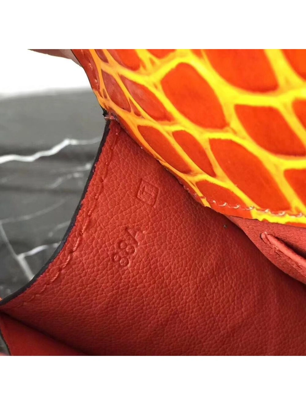 Hermes Medor Clutch Bag In Orange Crocodile Leather