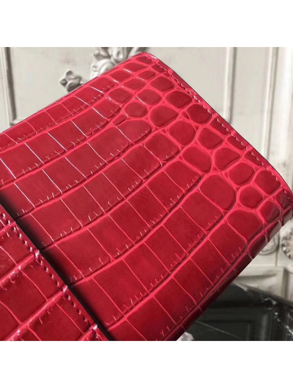 Hermes Medor Clutch Bag In Red Crocodile Leather