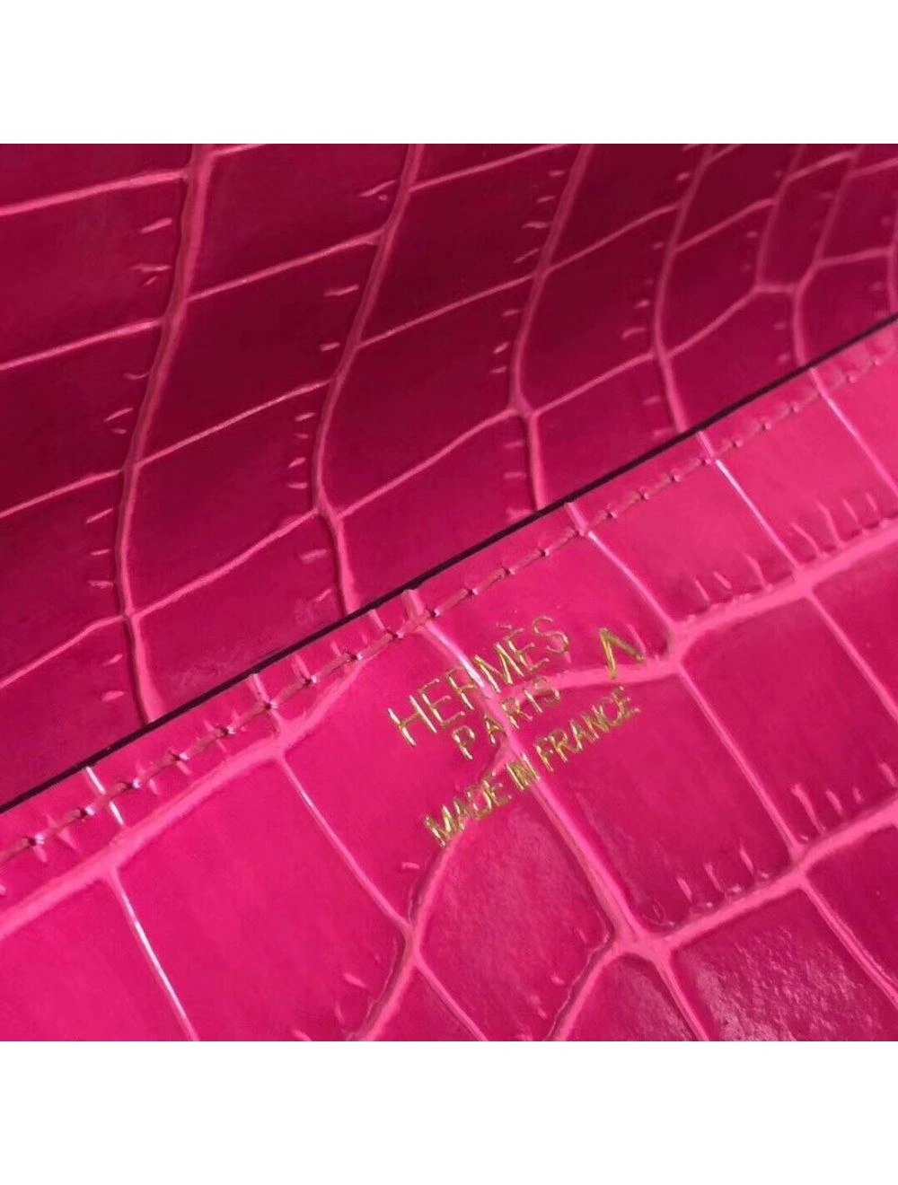 Hermes Medor Clutch Bag In Rose Red Crocodile Leather