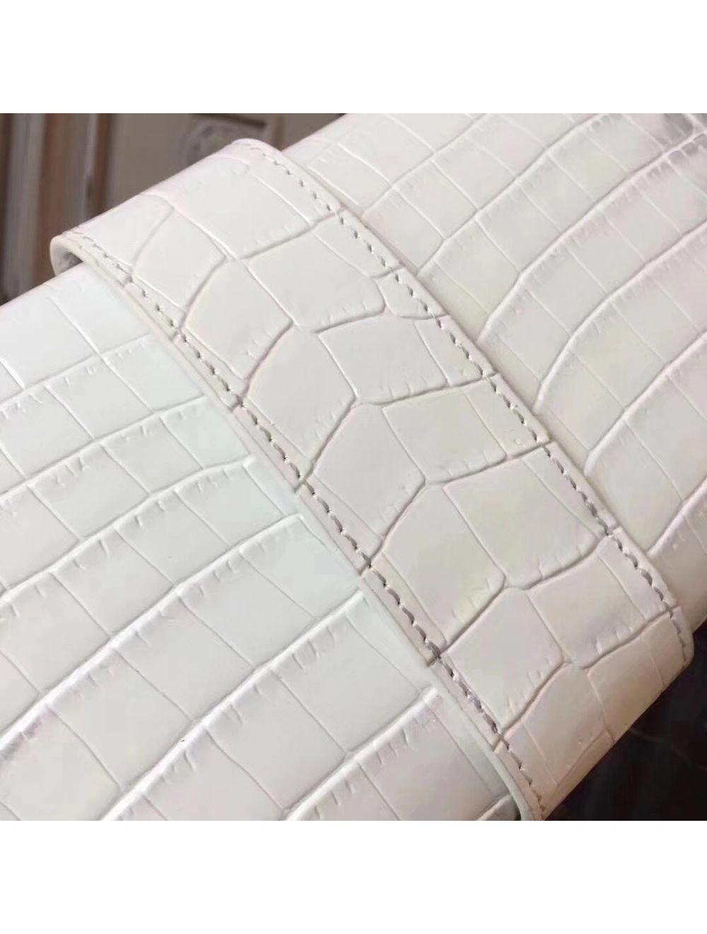 Hermes Medor Clutch Bag In White Crocodile Leather