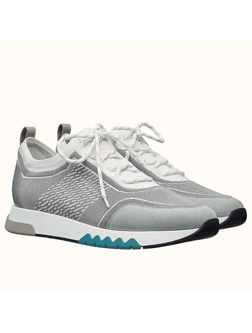 Hermes Men’s Addict Sneakers In Grey Knit