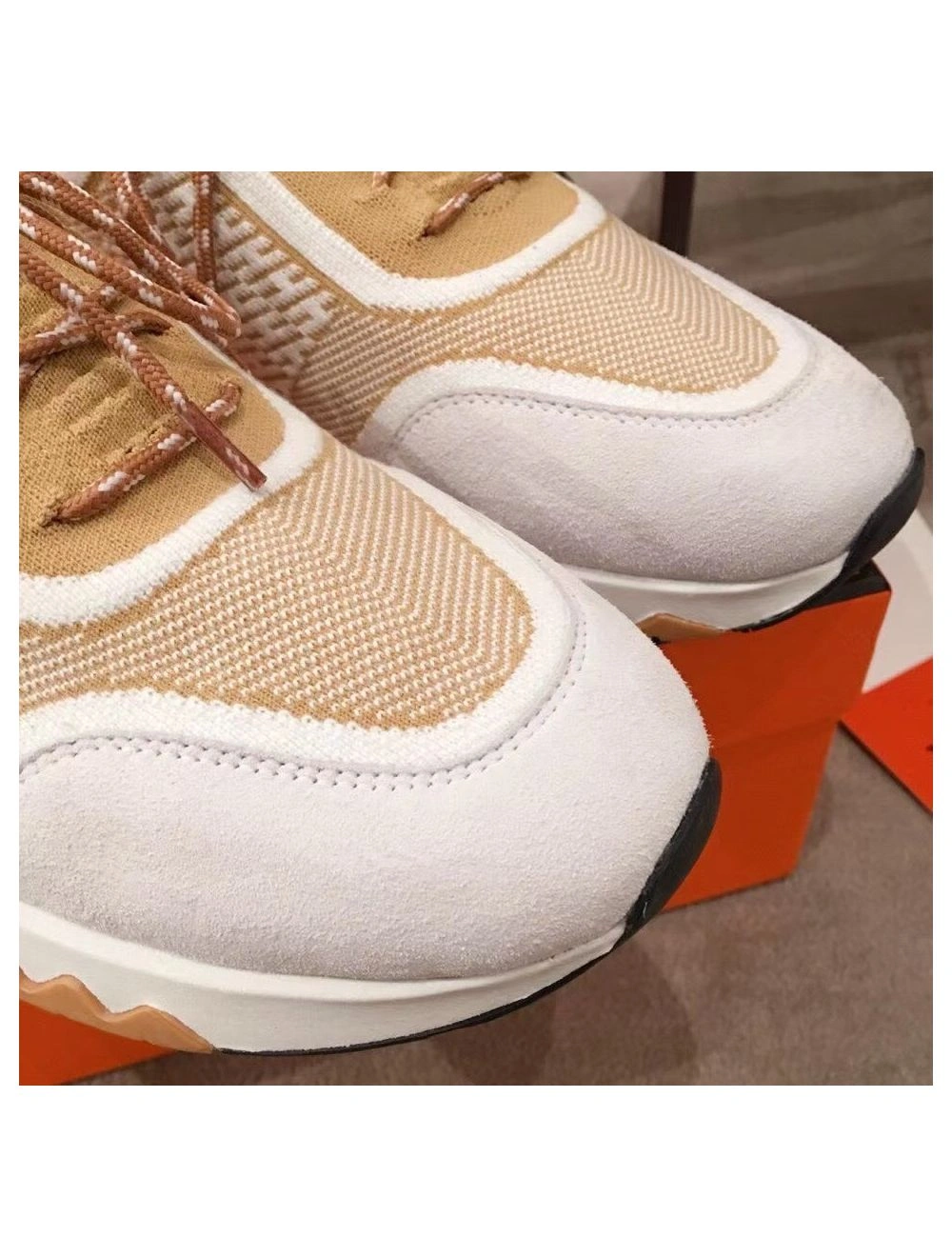 Hermes Men’s Addict Sneakers In Multicolore Knit