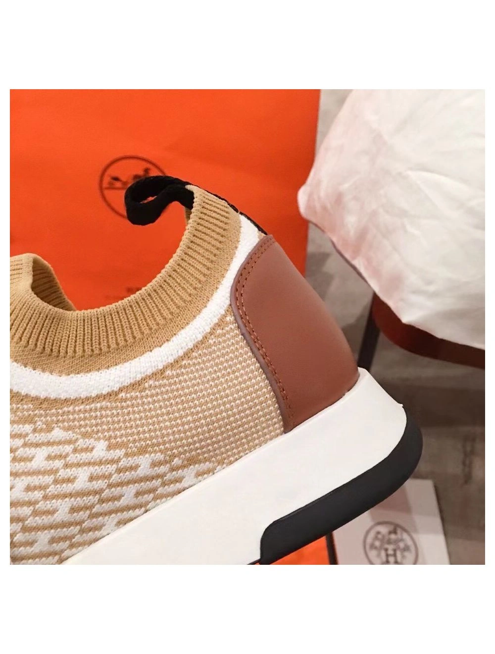 Hermes Men’s Addict Sneakers In Multicolore Knit
