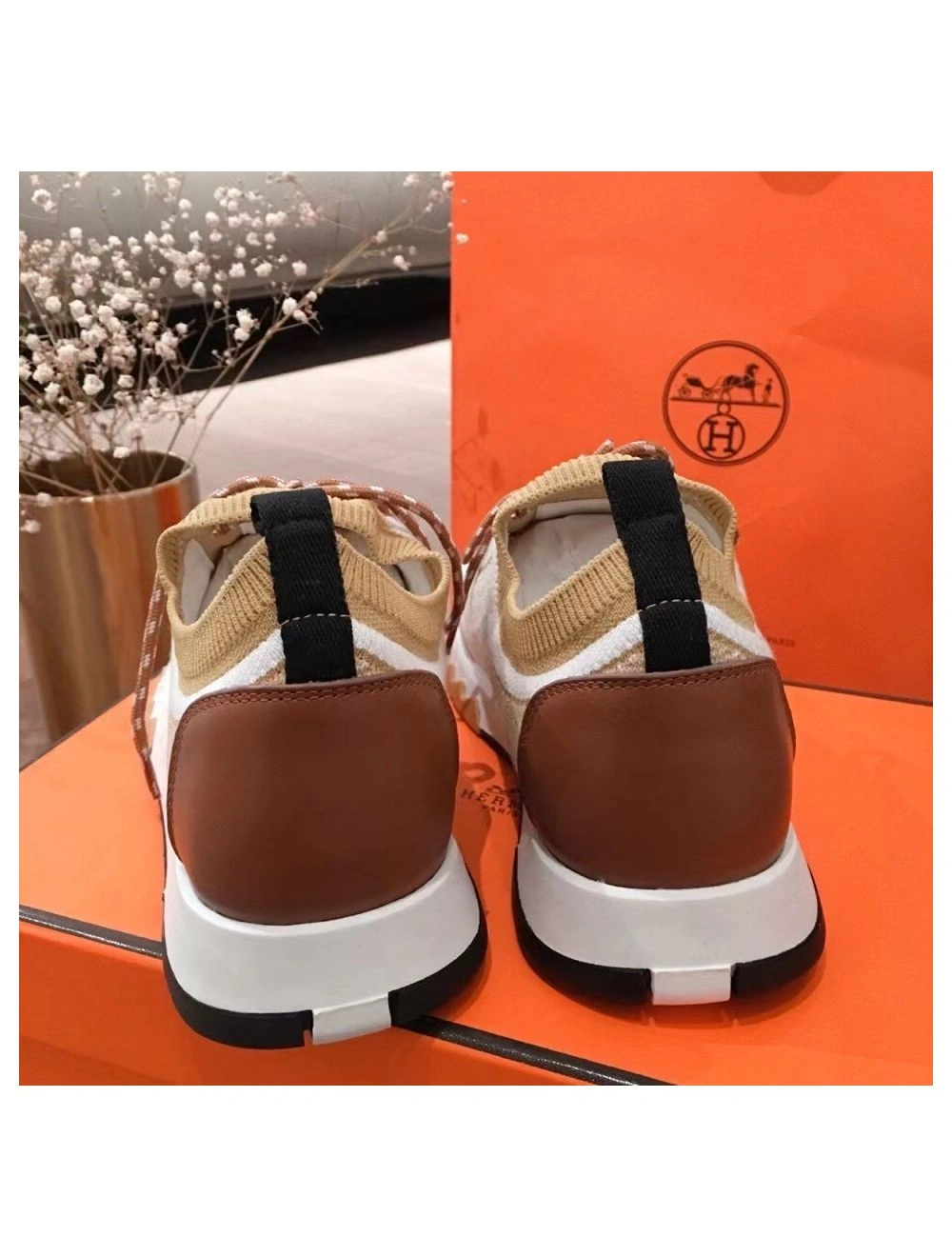 Hermes Men’s Addict Sneakers In Multicolore Knit