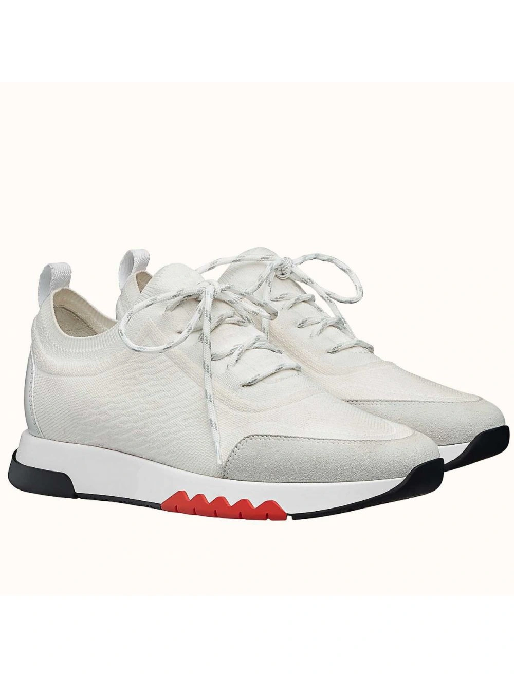 Hermes Men’s Addict Sneakers In White Knit