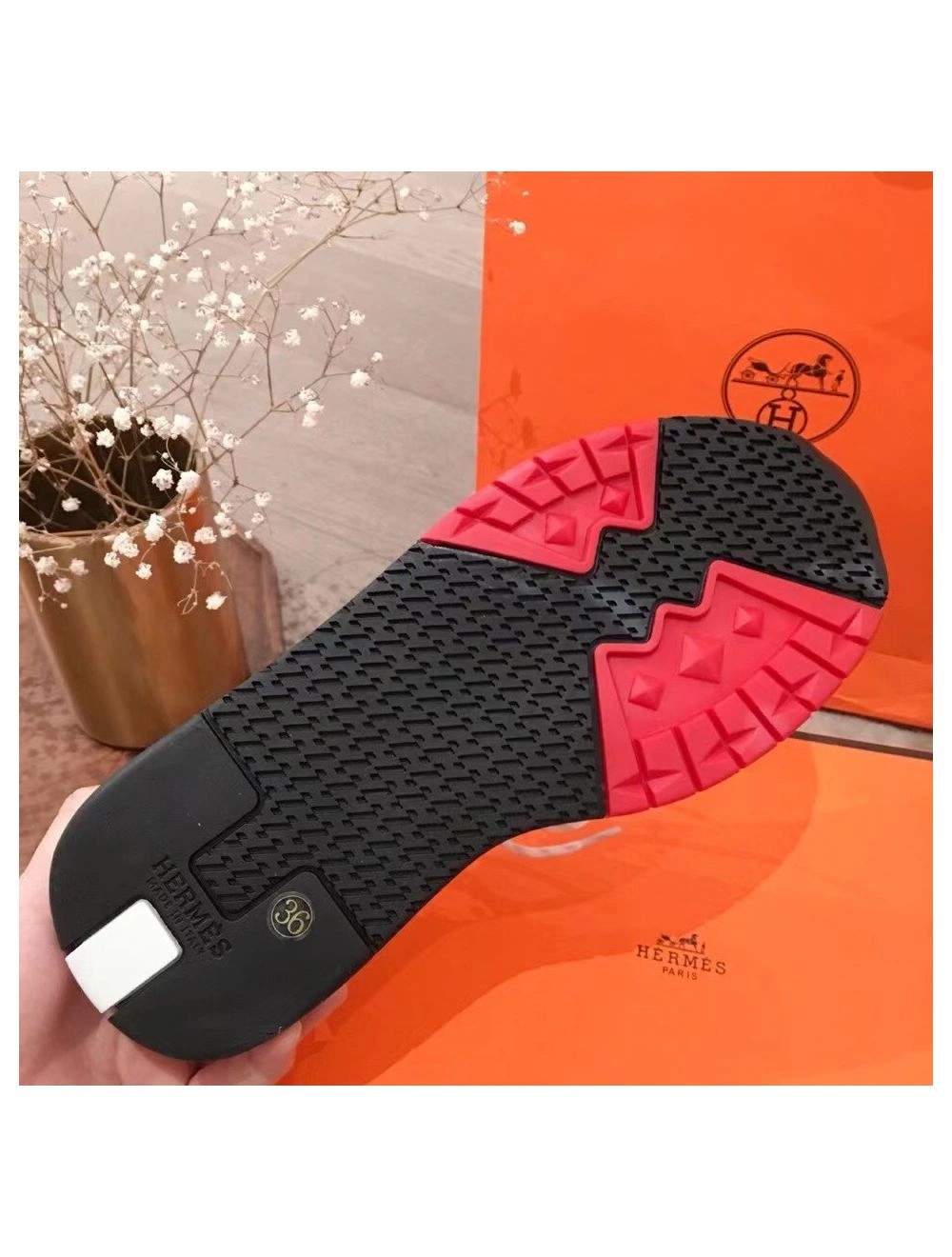 Hermes Men’s Addict Sneakers In White Knit