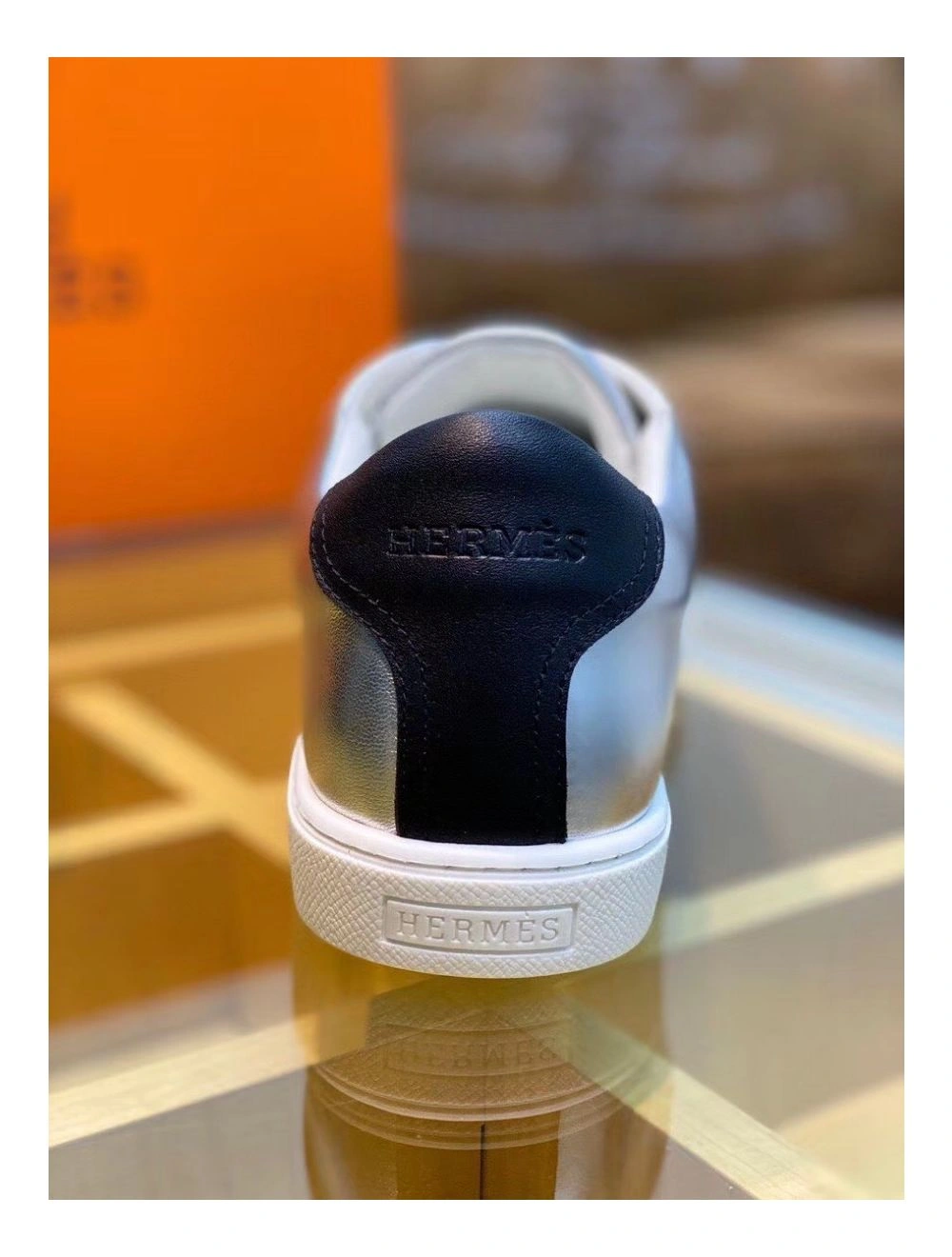 Hermes Men’s Avantage Sneakers In Grey Metallic Leather