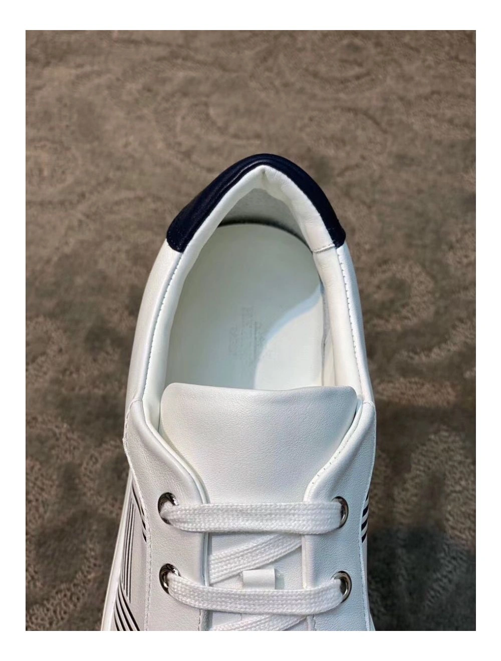 Hermes Men’s Avantage Sneakers In White Blue Calfskin