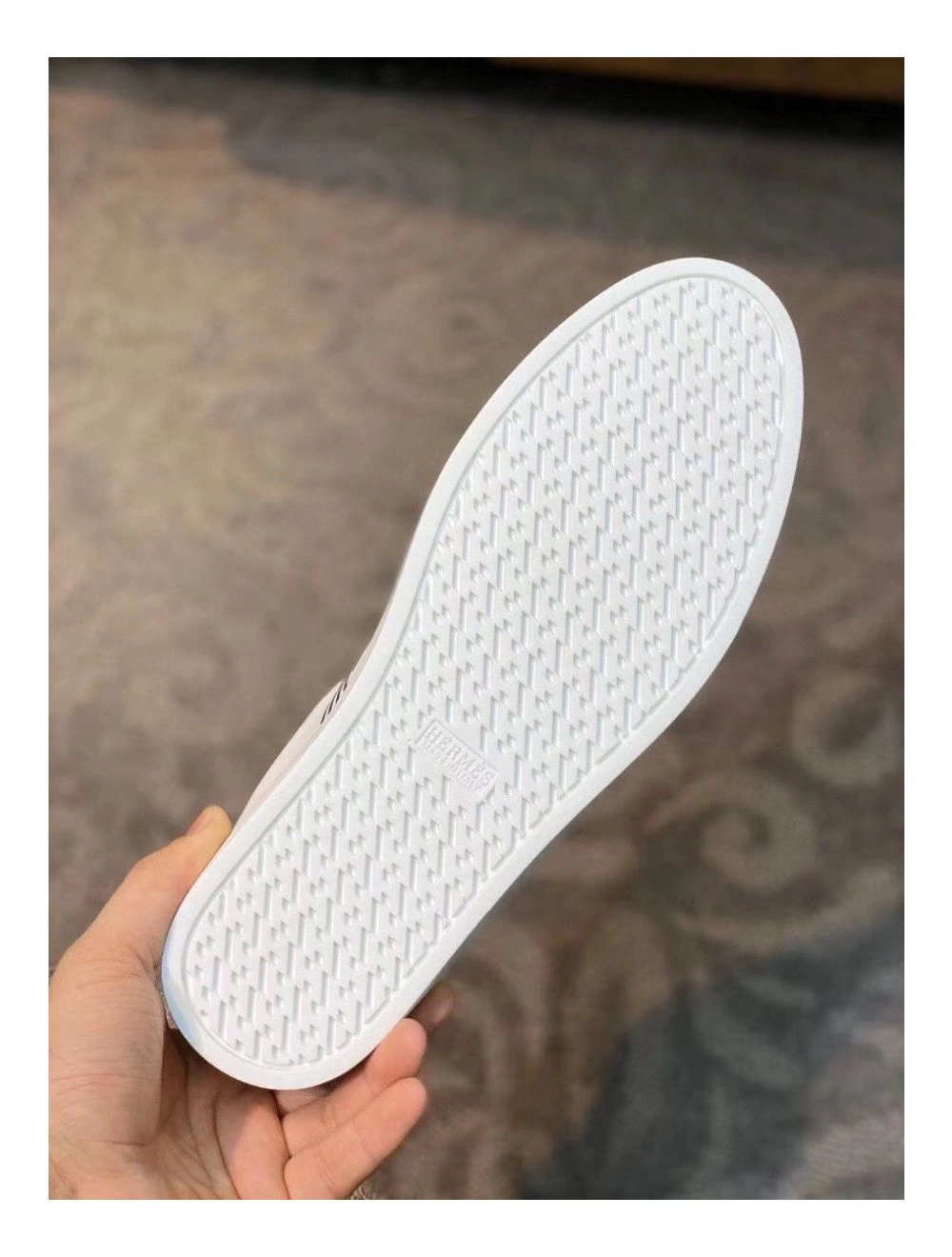 Hermes Men’s Avantage Sneakers In White Blue Calfskin