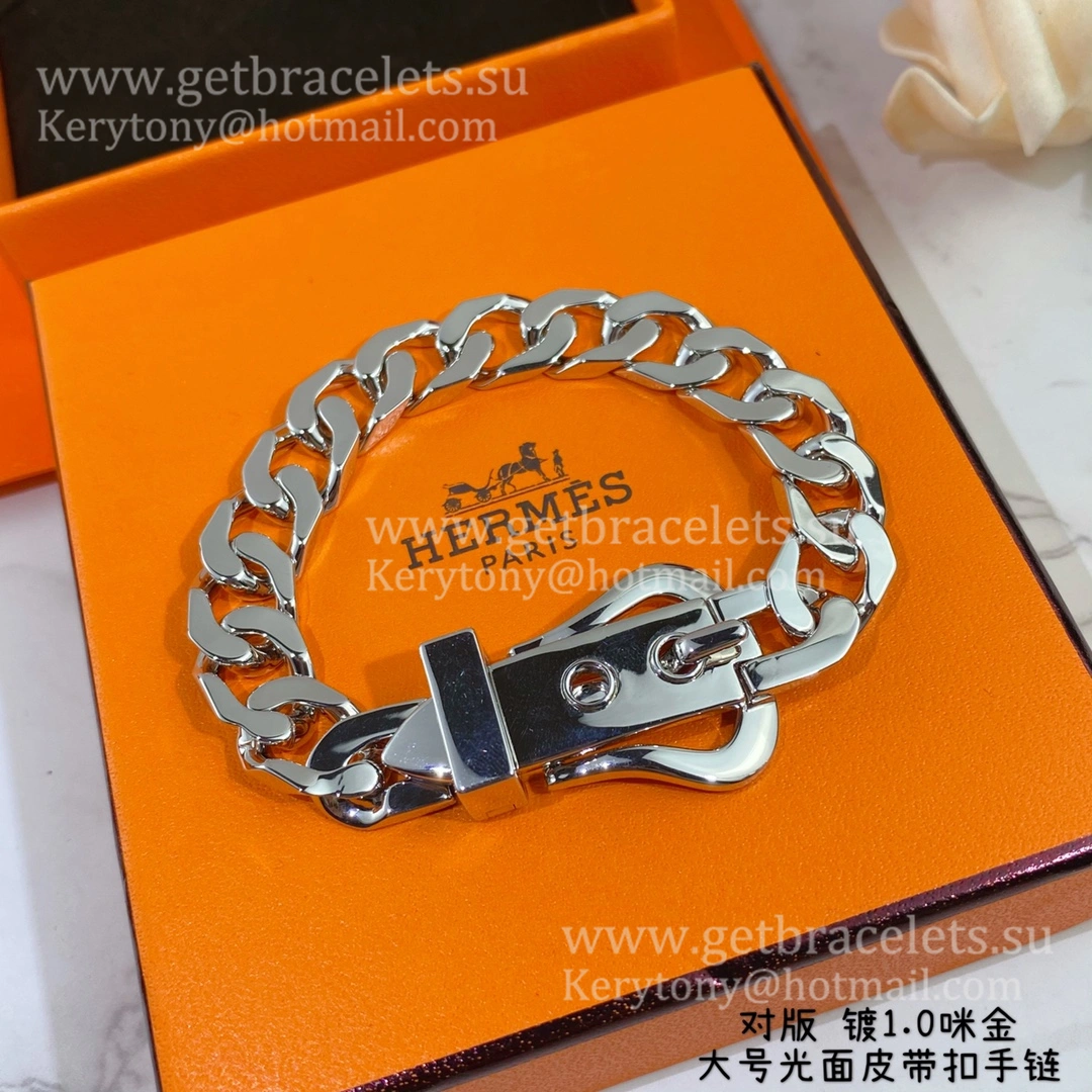 Hermes Mens Boucle Sellier Bracelet Large Silver Rose Gold Mother’s Day Gift