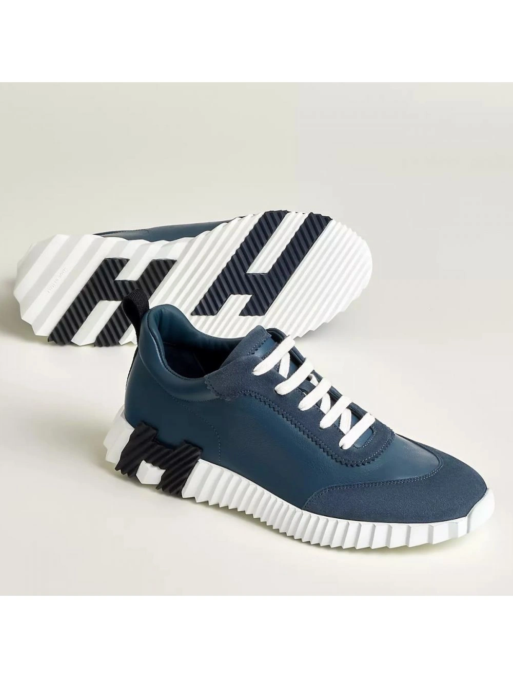 Hermes Men’s Bouncing Sneakers in Blue Leather