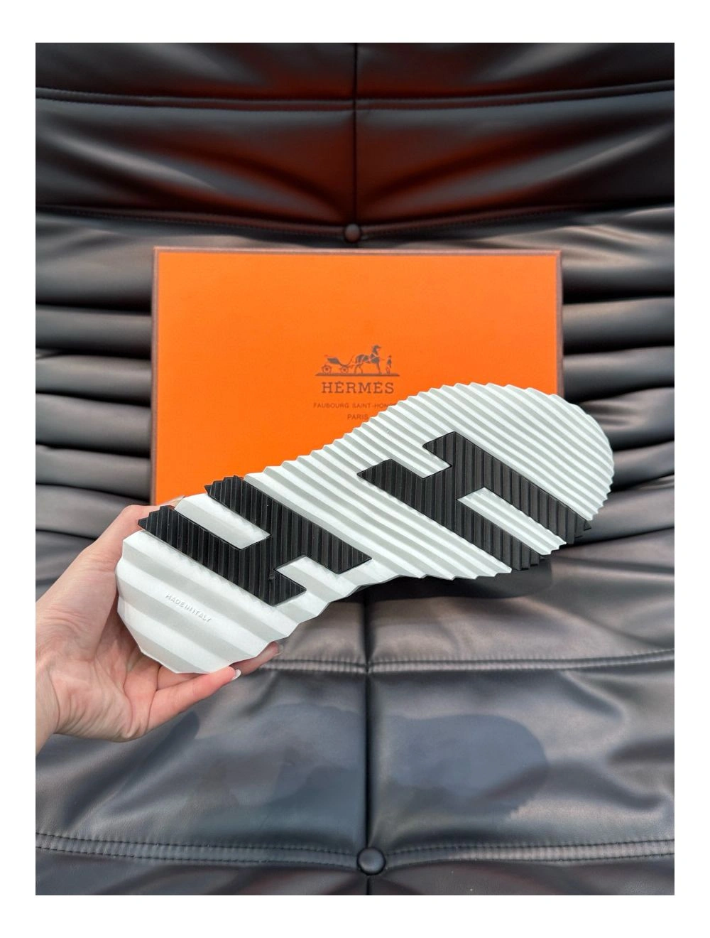 Hermes Men’s Bouncing Sneakers in Blue Leather