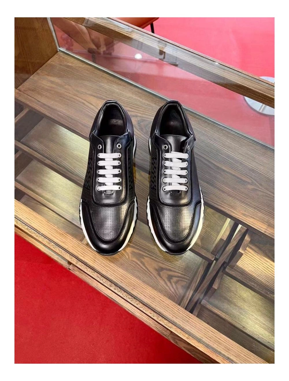 Hermes Men’s C-Addict Sneakers In Black Perforated calfskin