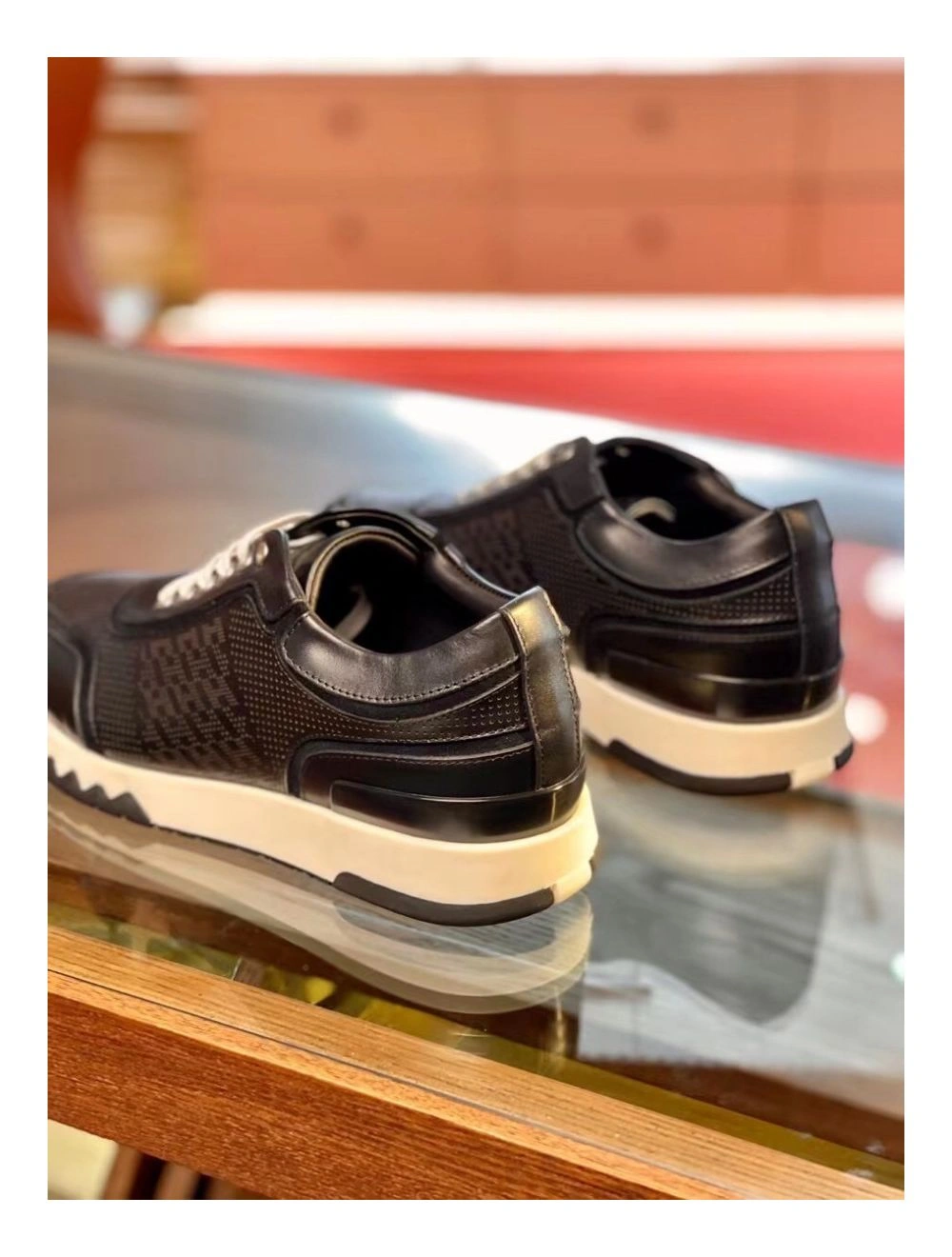 Hermes Men’s C-Addict Sneakers In Black Perforated calfskin