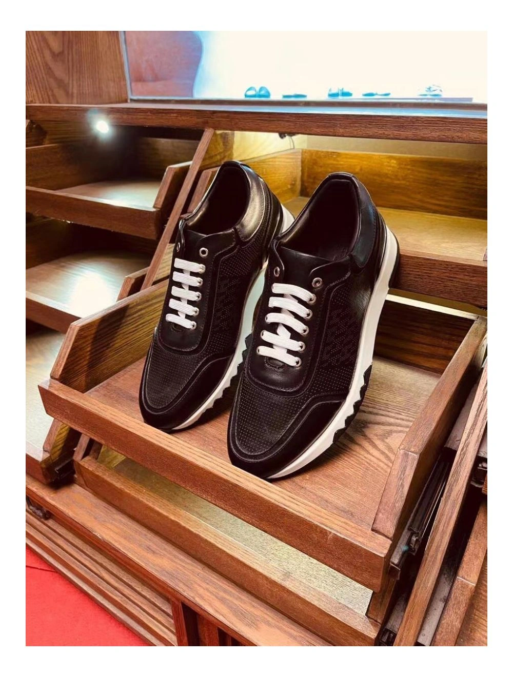 Hermes Men’s C-Addict Sneakers In Black Perforated calfskin