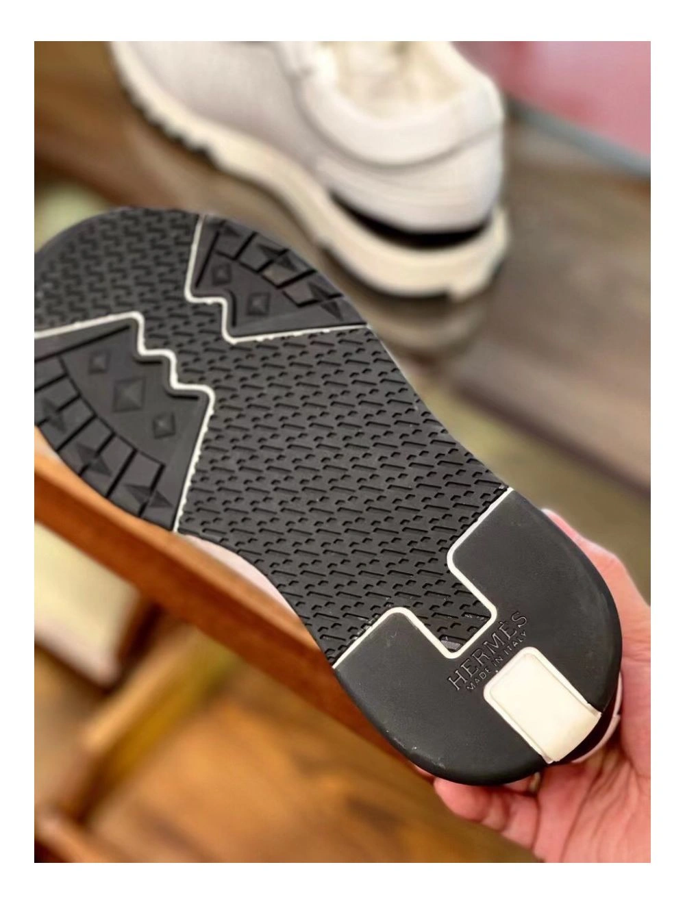 Hermes Men’s C-Addict Sneakers In White Perforated Calfskin