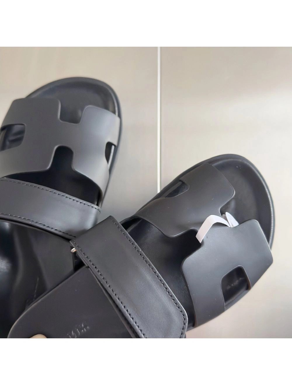 Hermes Men’s Chypre Sandals in Black Calfskin