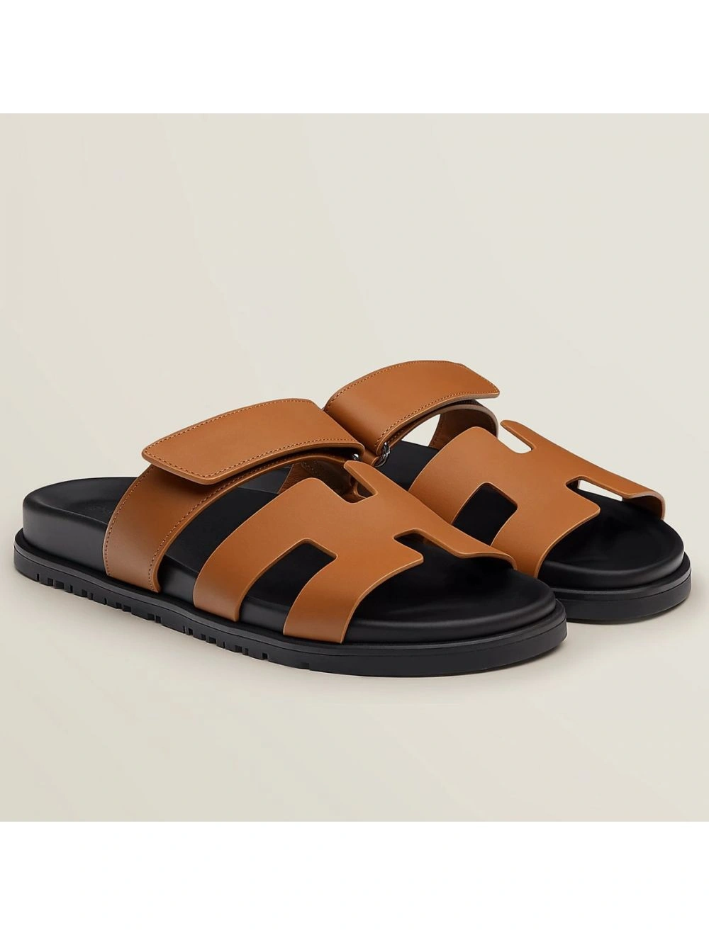 Hermes Men’s Chypre Sandals in Brown Calfskin