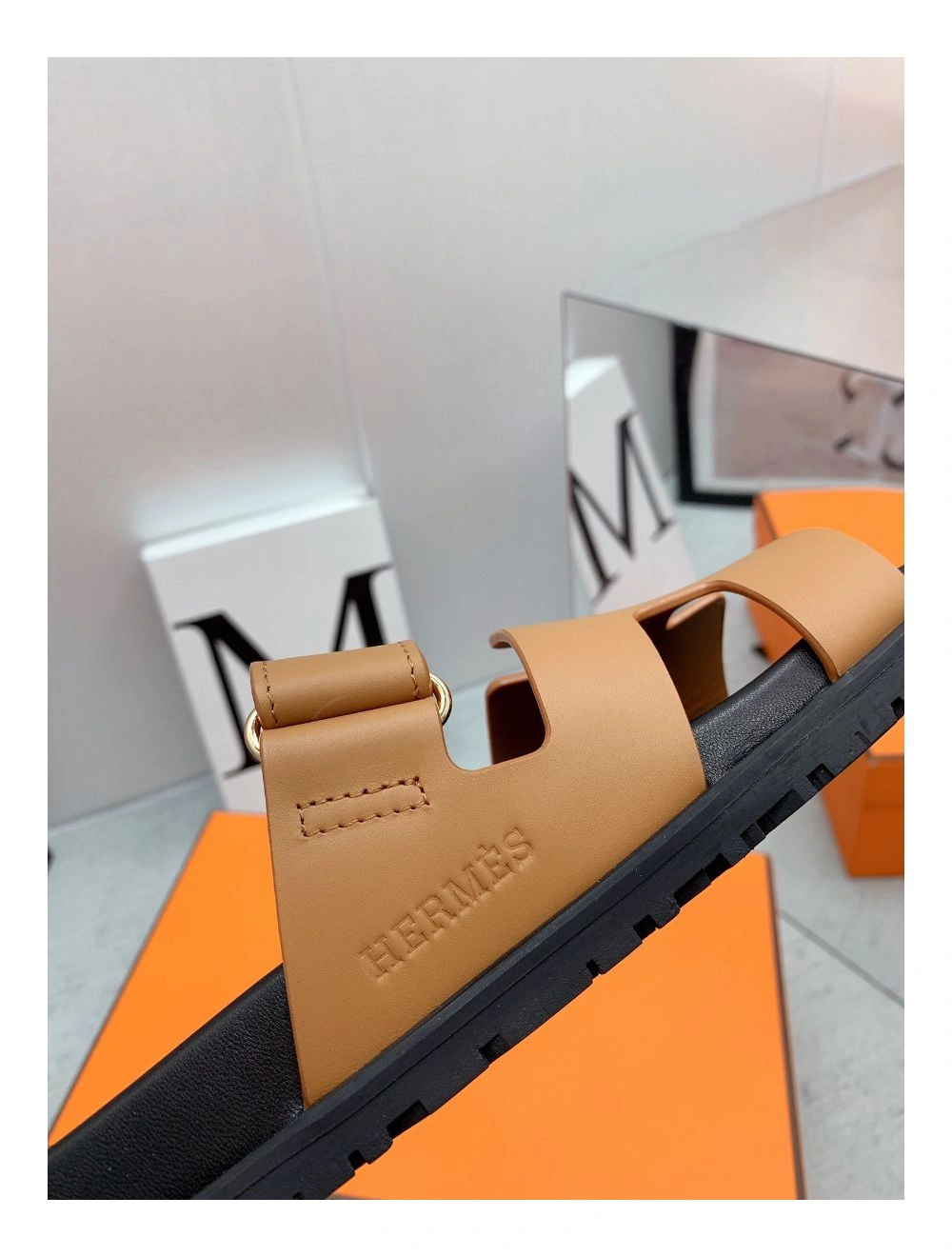 Hermes Men’s Chypre Sandals in Brown Calfskin