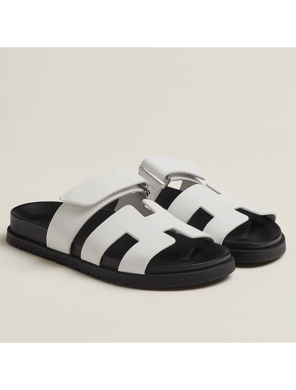 Hermes Men’s Chypre Sandals in White Calfskin