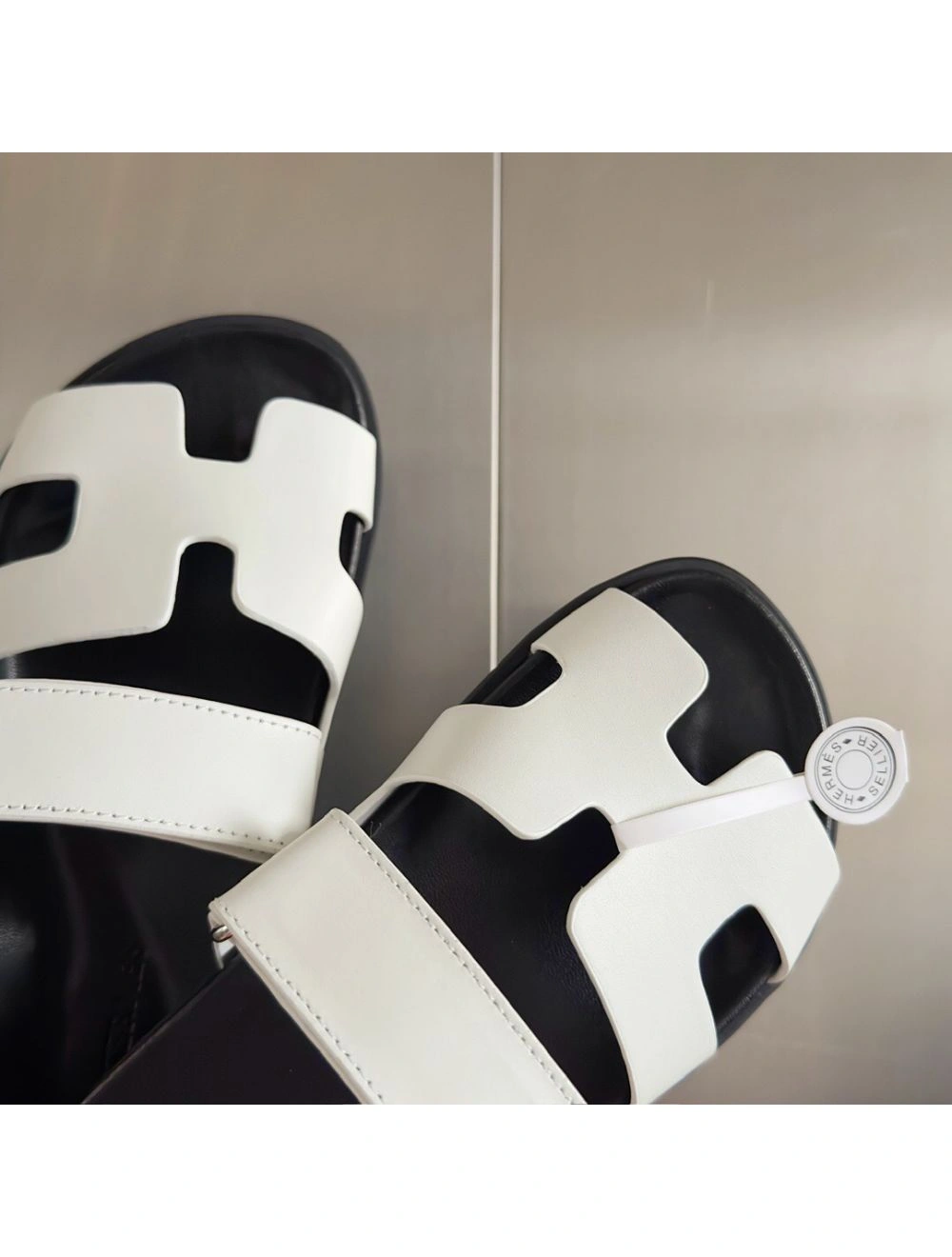 Hermes Men’s Chypre Sandals in White Calfskin