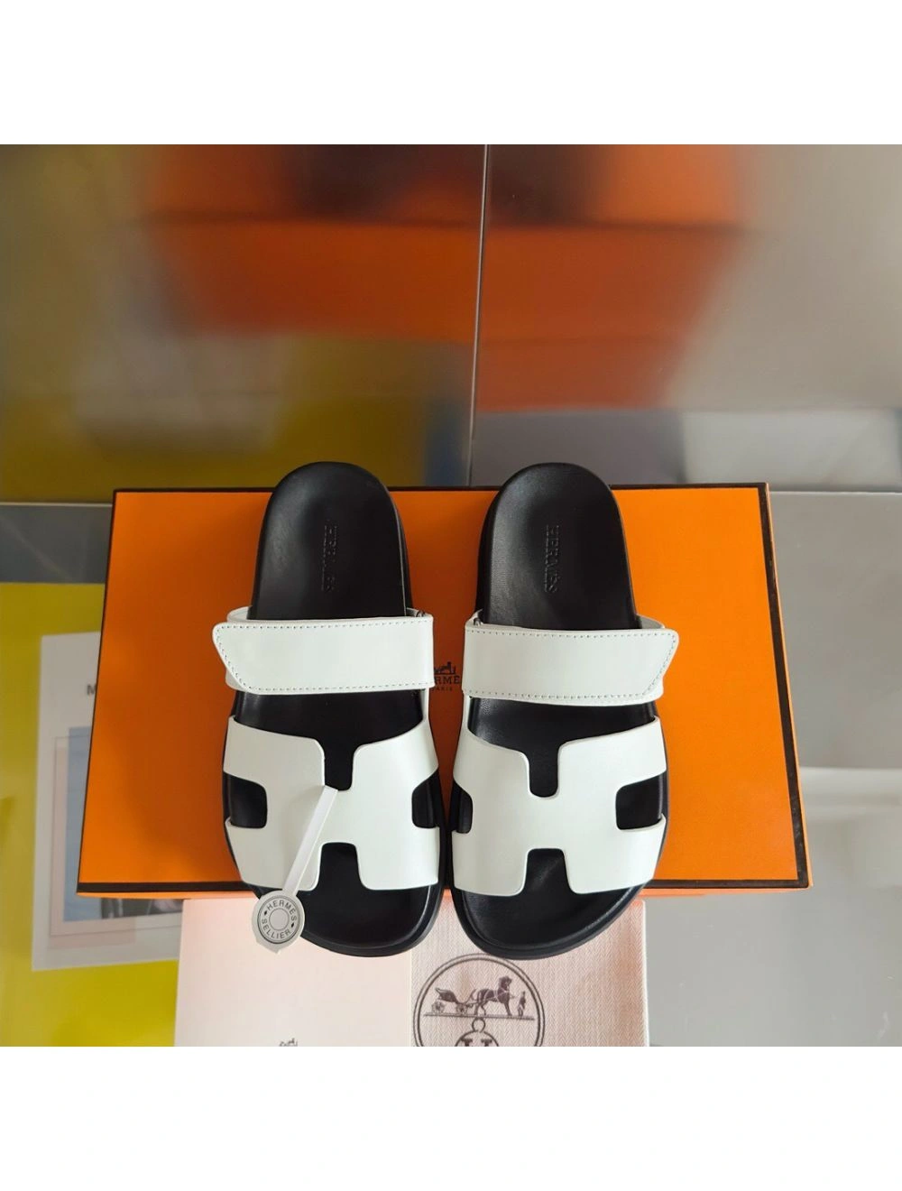 Hermes Men’s Chypre Sandals in White Calfskin