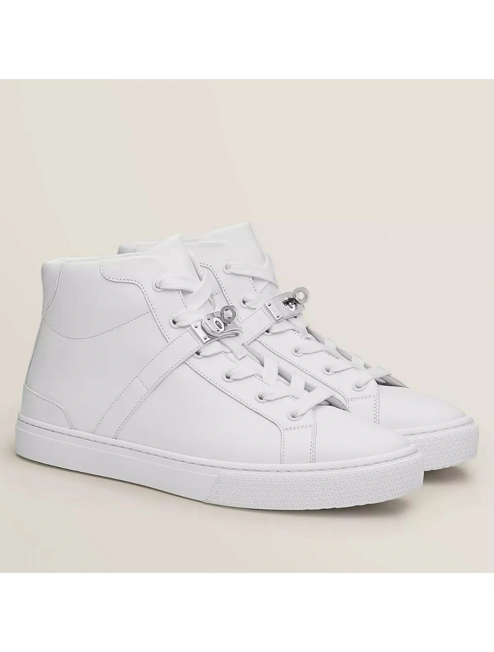 Hermes Men’s Daydream High-top Sneakers in White Leather