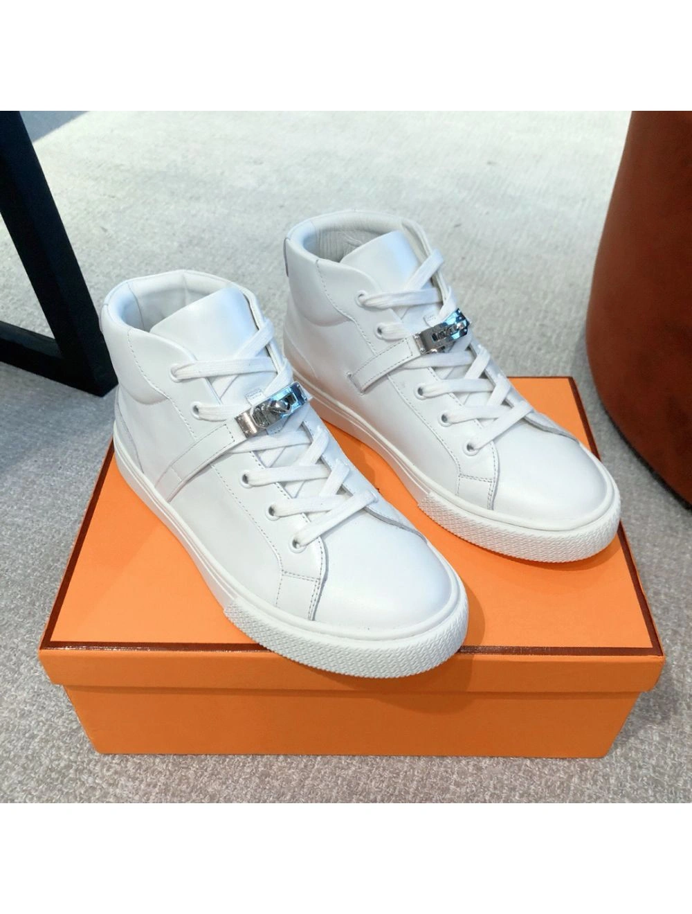 Hermes Men’s Daydream High-top Sneakers in White Leather