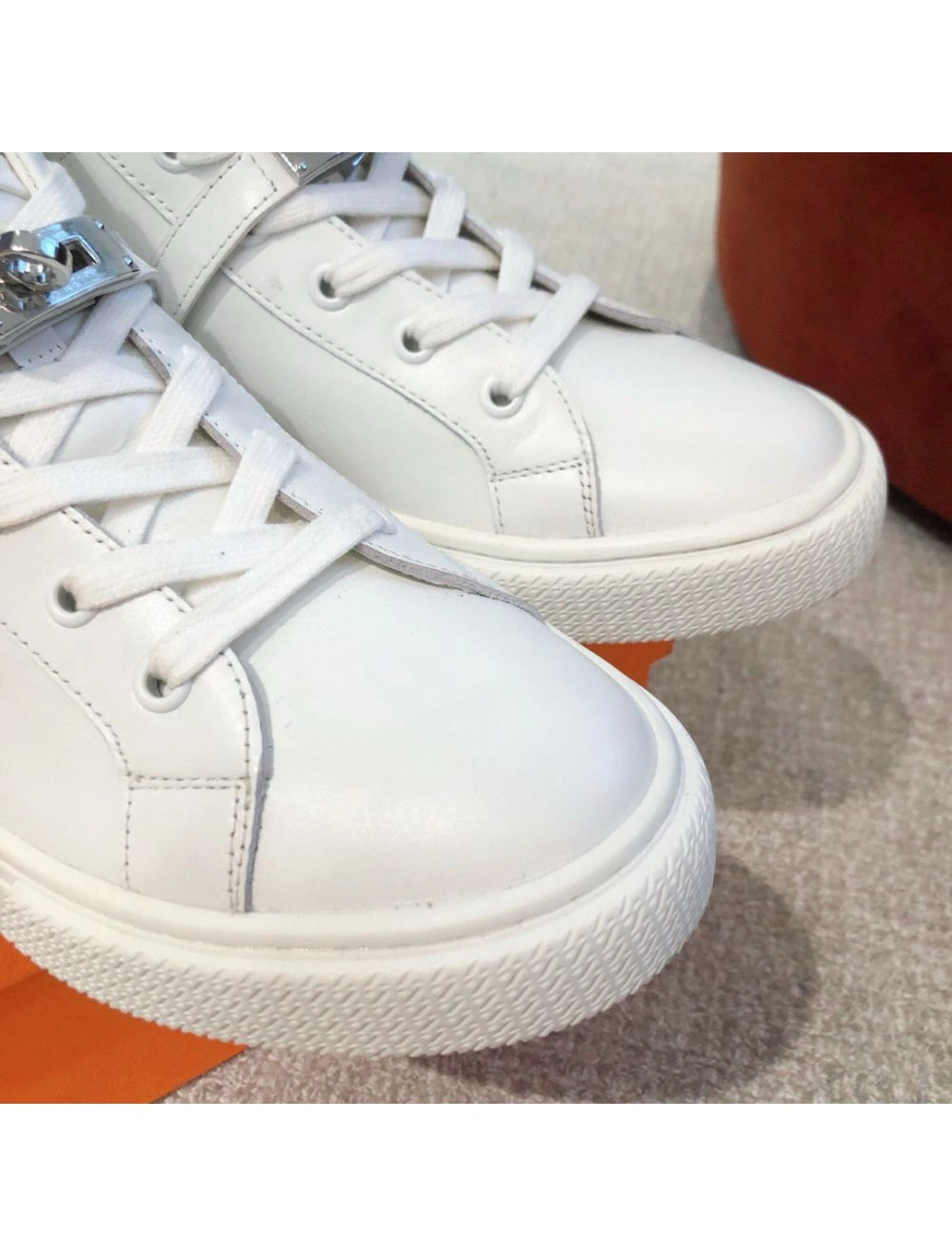Hermes Men’s Daydream High-top Sneakers in White Leather