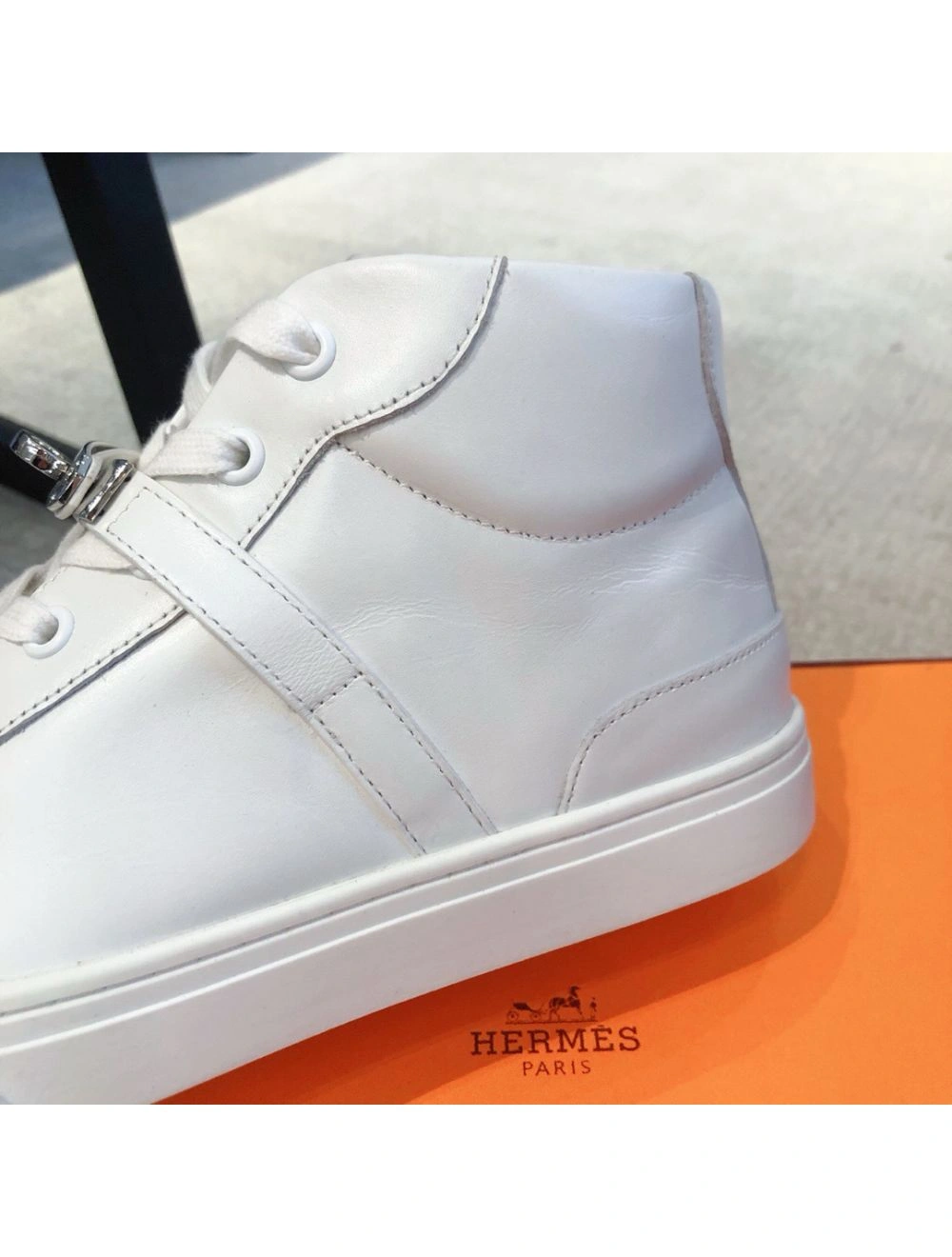 Hermes Men’s Daydream High-top Sneakers in White Leather