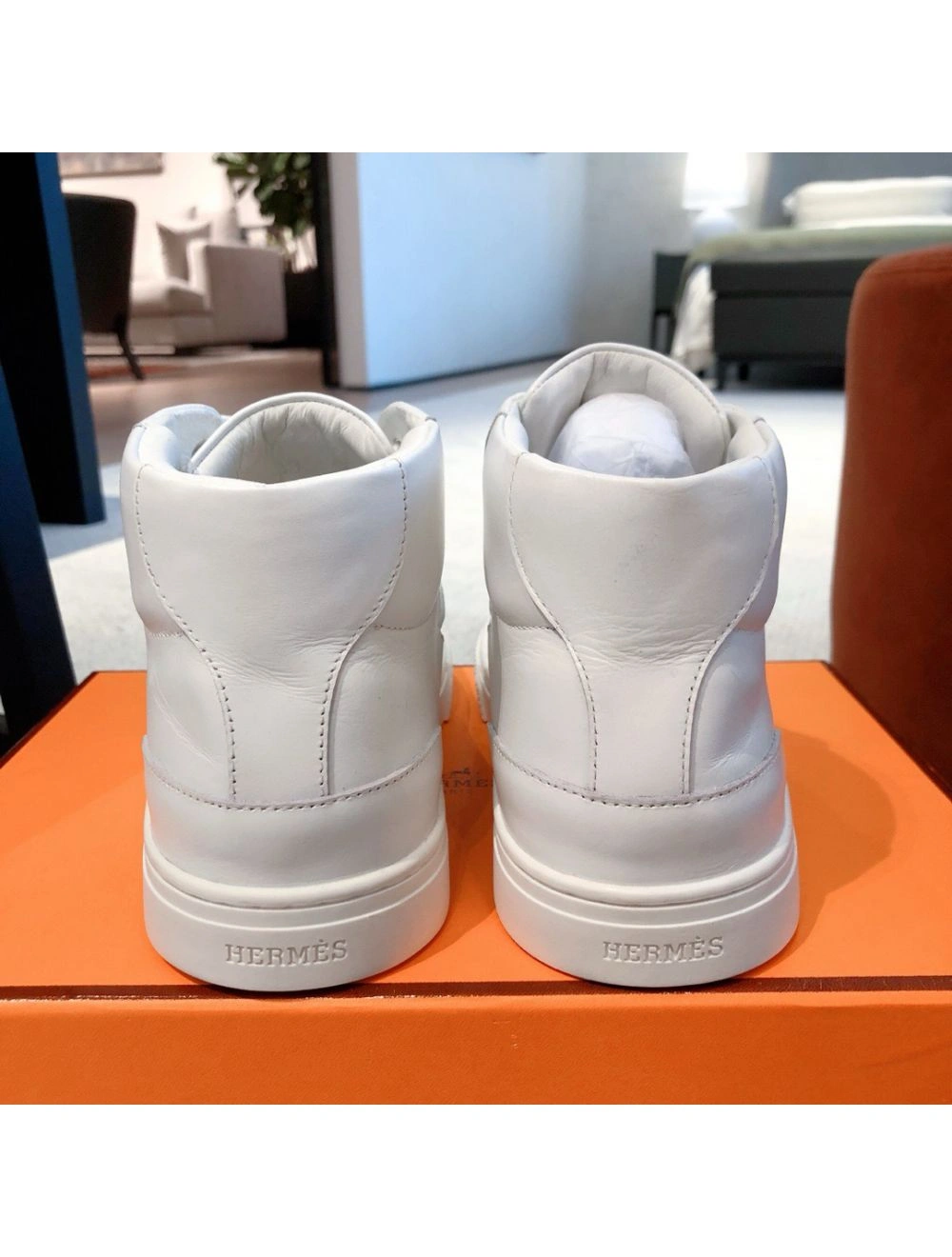 Hermes Men’s Daydream High-top Sneakers in White Leather