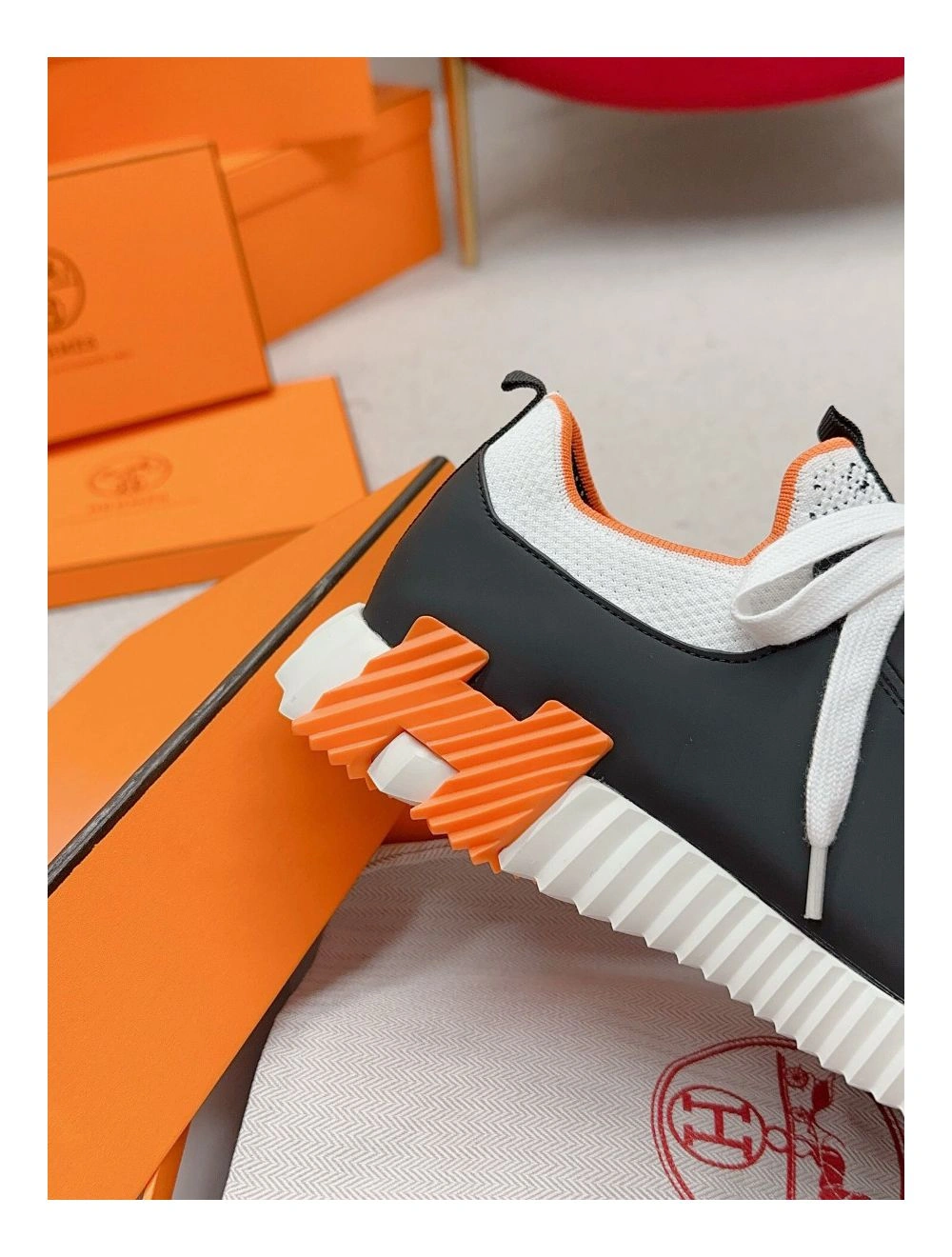 Hermes Men’s Depart Sneakers in Black Gradient Knit