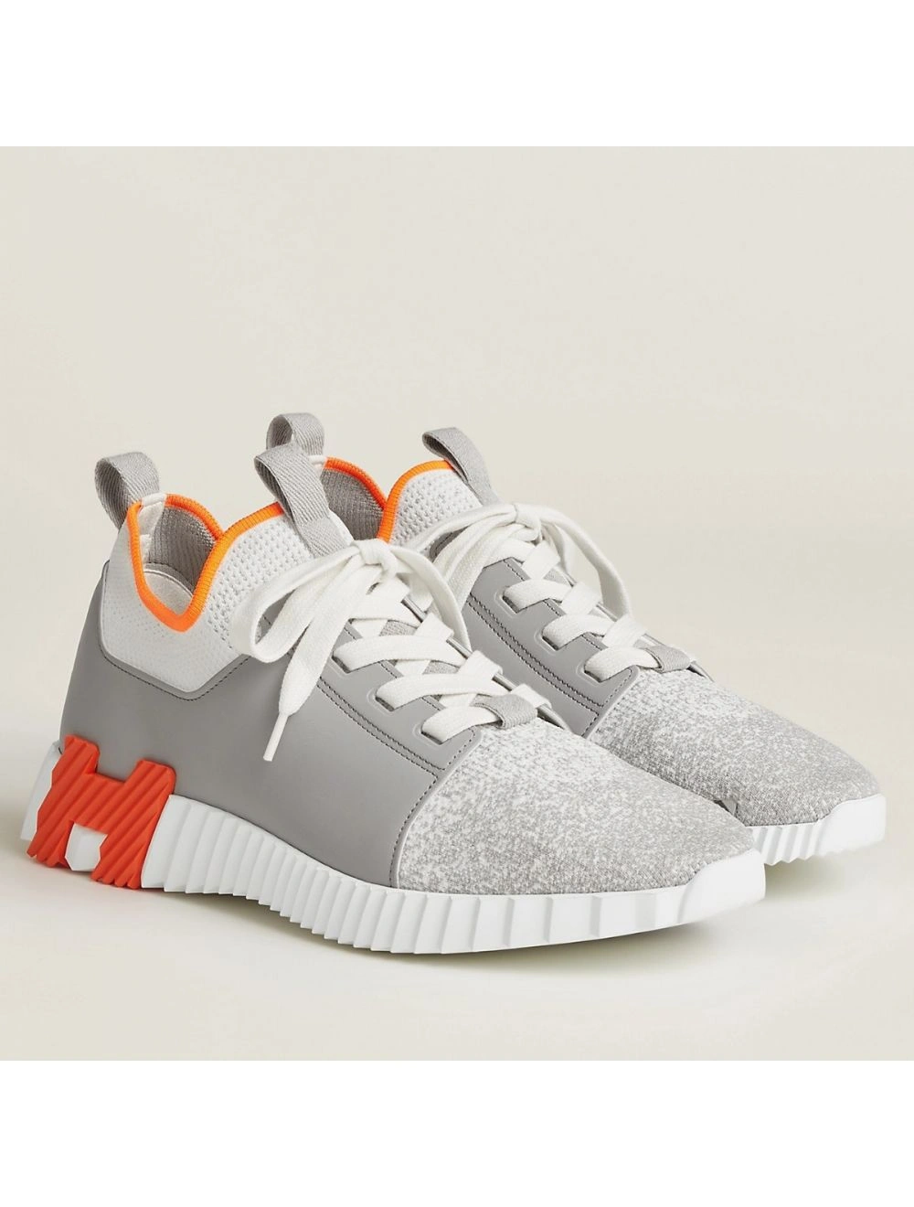 Hermes Men’s Depart Sneakers in Grey Gradient Knit
