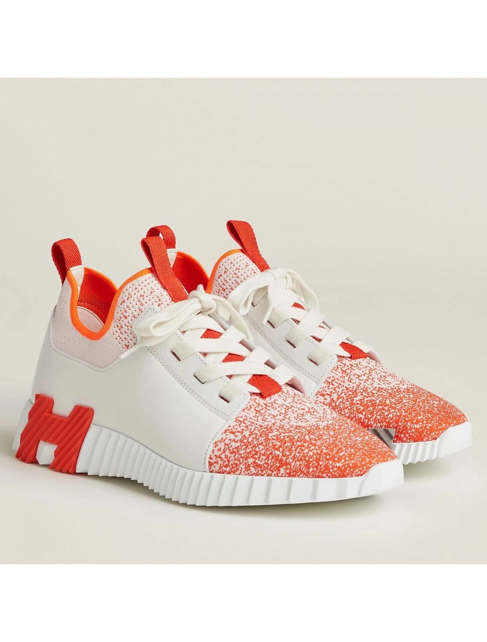 Hermes Men’s Depart Sneakers in Orange Gradient Knit