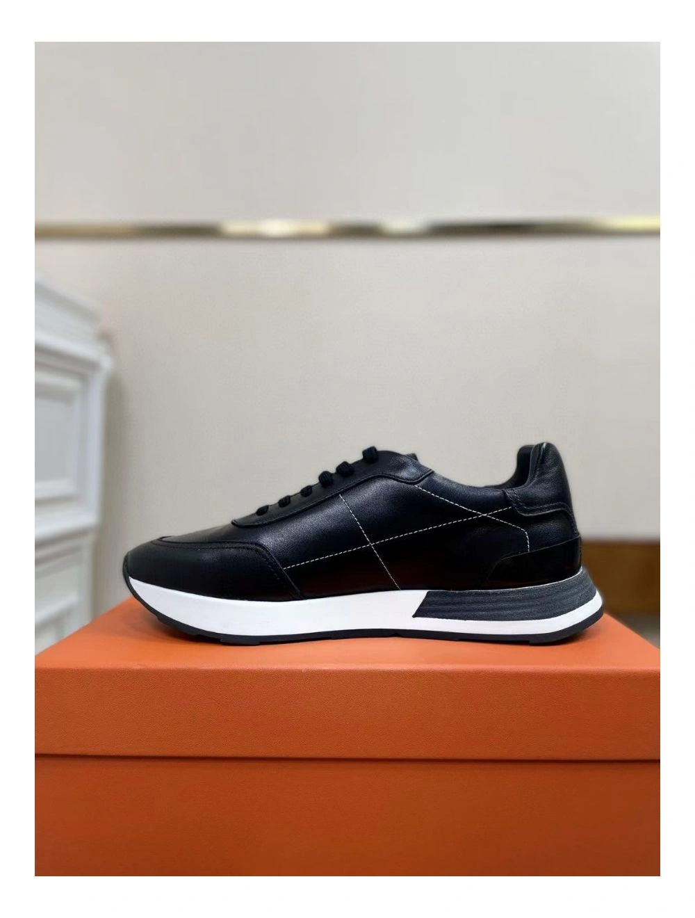 Hermes Men’s Drive Sneakers In Black Leather