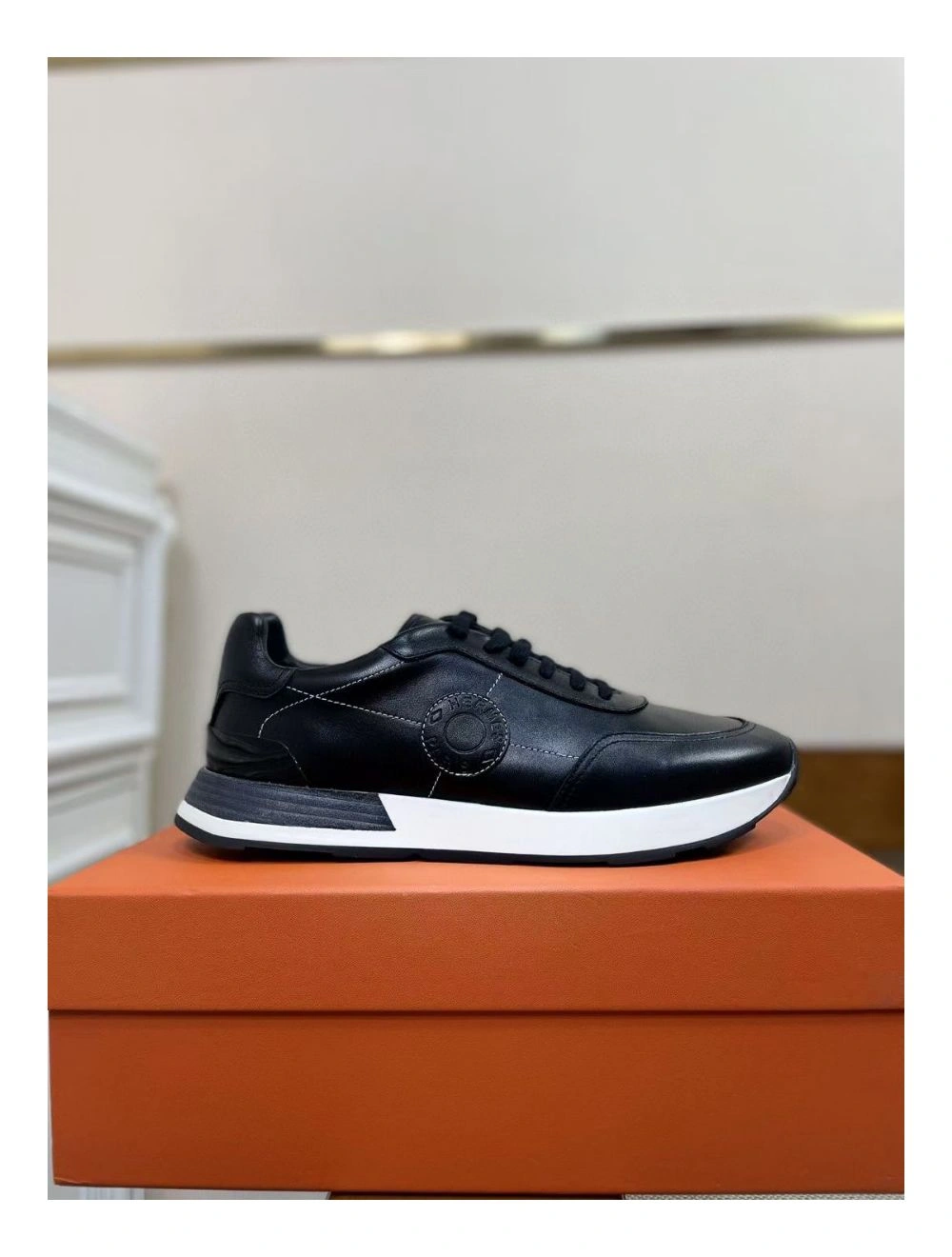 Hermes Men’s Drive Sneakers In Black Leather