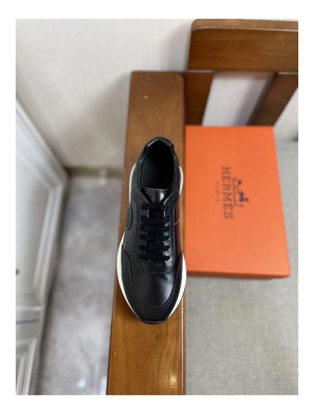 Hermes Men’s Drive Sneakers In Black Leather