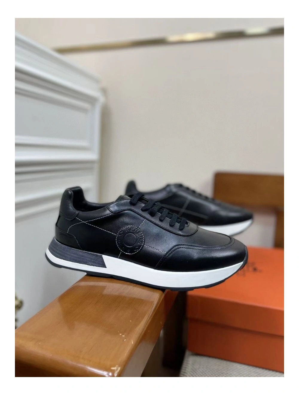 Hermes Men’s Drive Sneakers In Black Leather