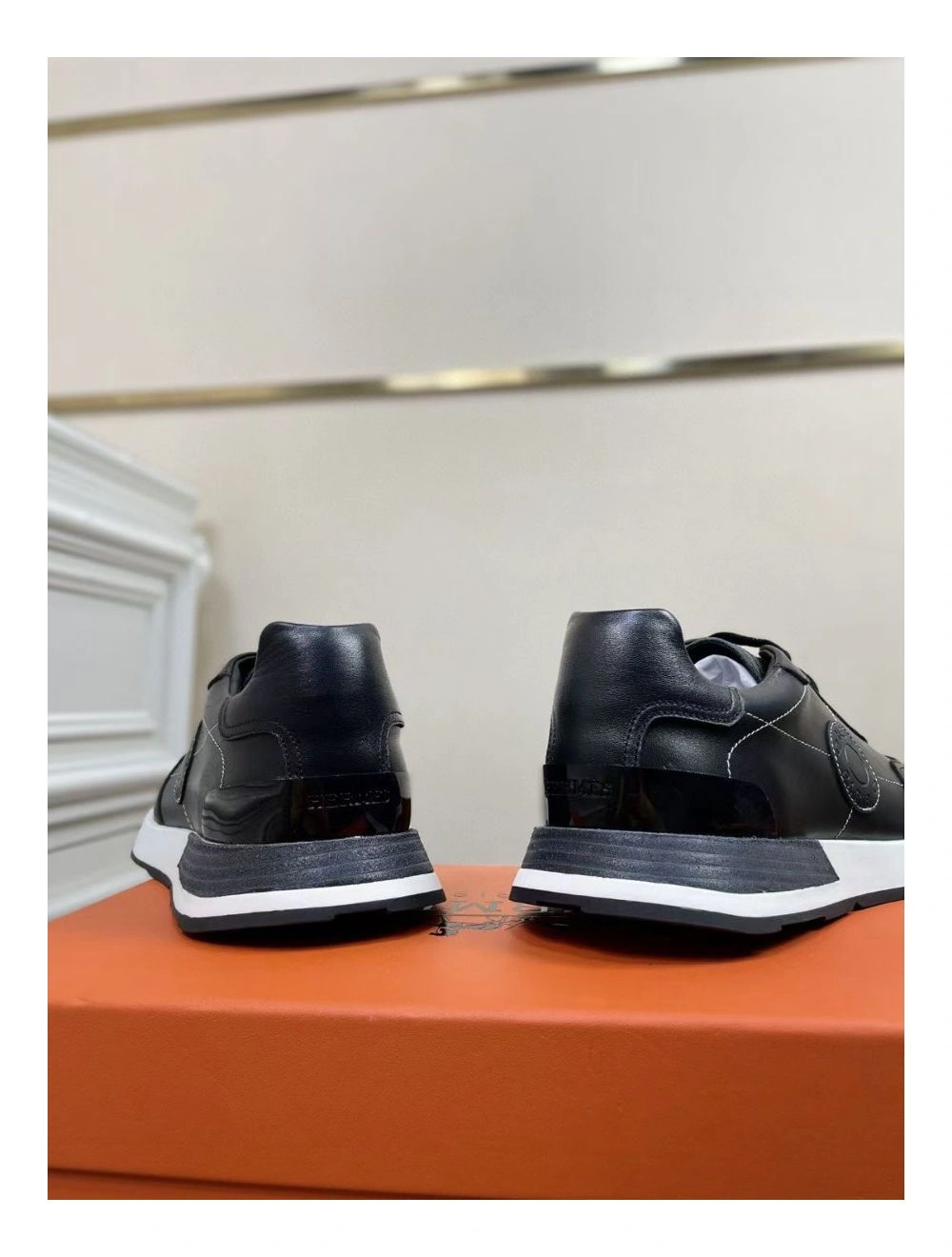 Hermes Men’s Drive Sneakers In Black Leather