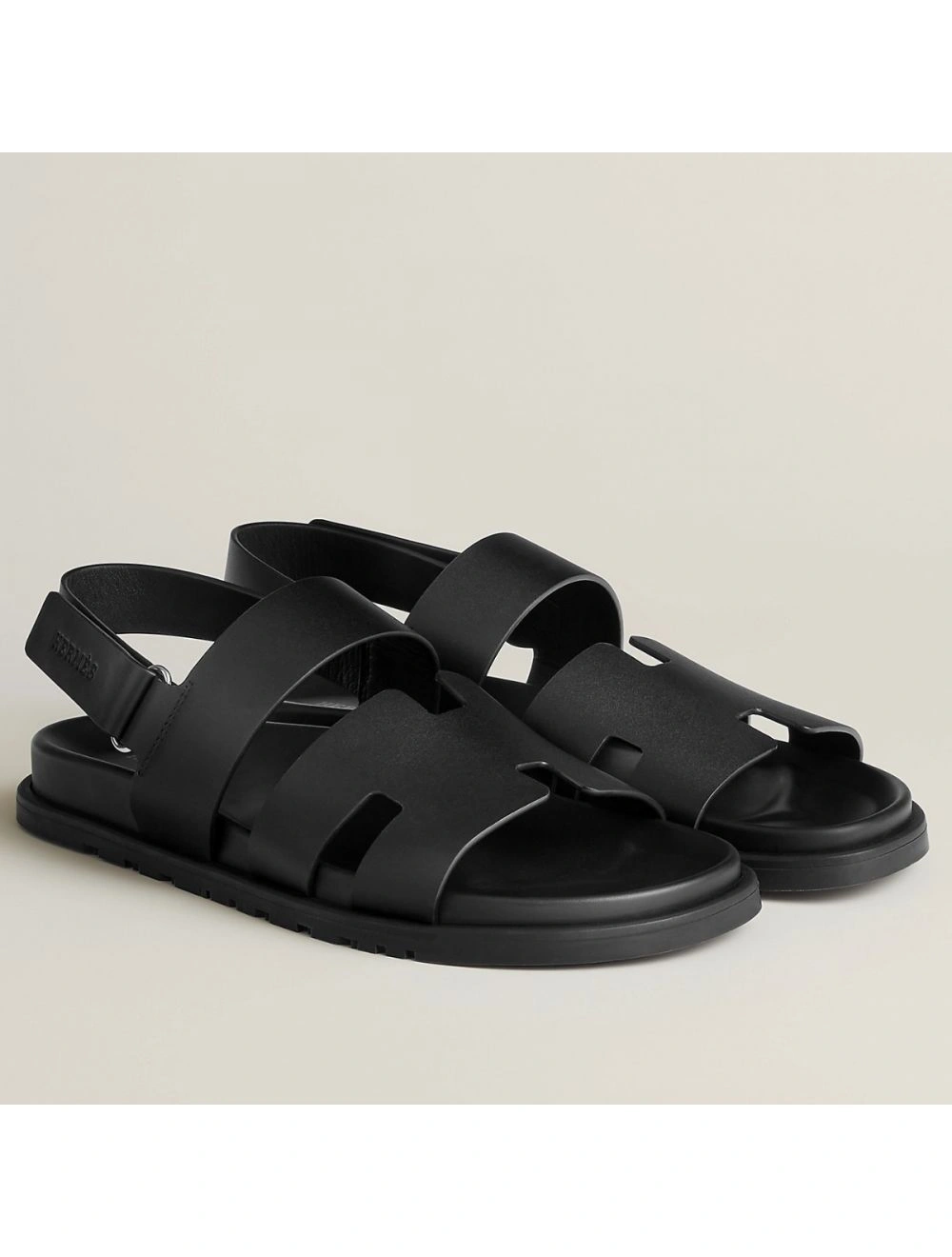 Hermes Men’s Genius Sandals In Black Calfskin