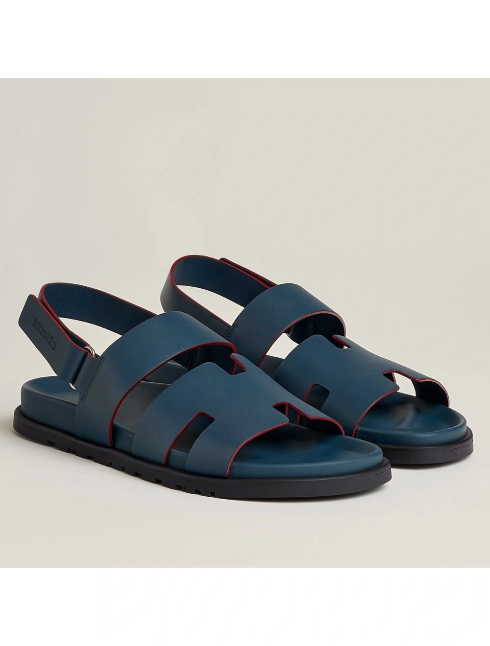 Hermes Men’s Genius Sandals In Blue Calfskin