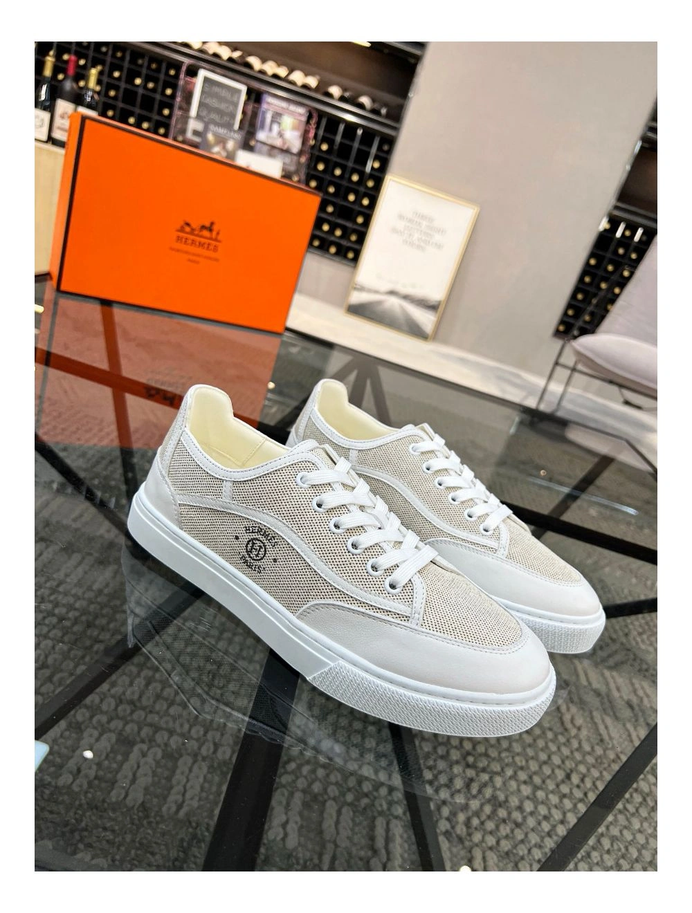 Hermes Men’s Get Sneakers in H Canvas