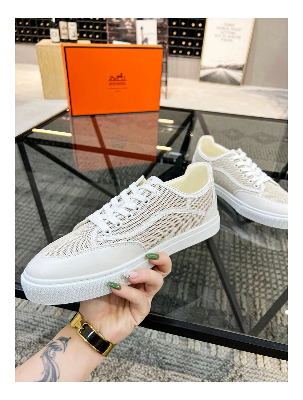 Hermes Men’s Get Sneakers in H Canvas