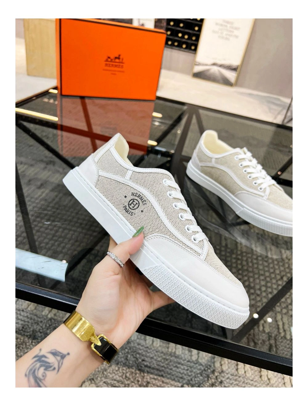 Hermes Men’s Get Sneakers in H Canvas