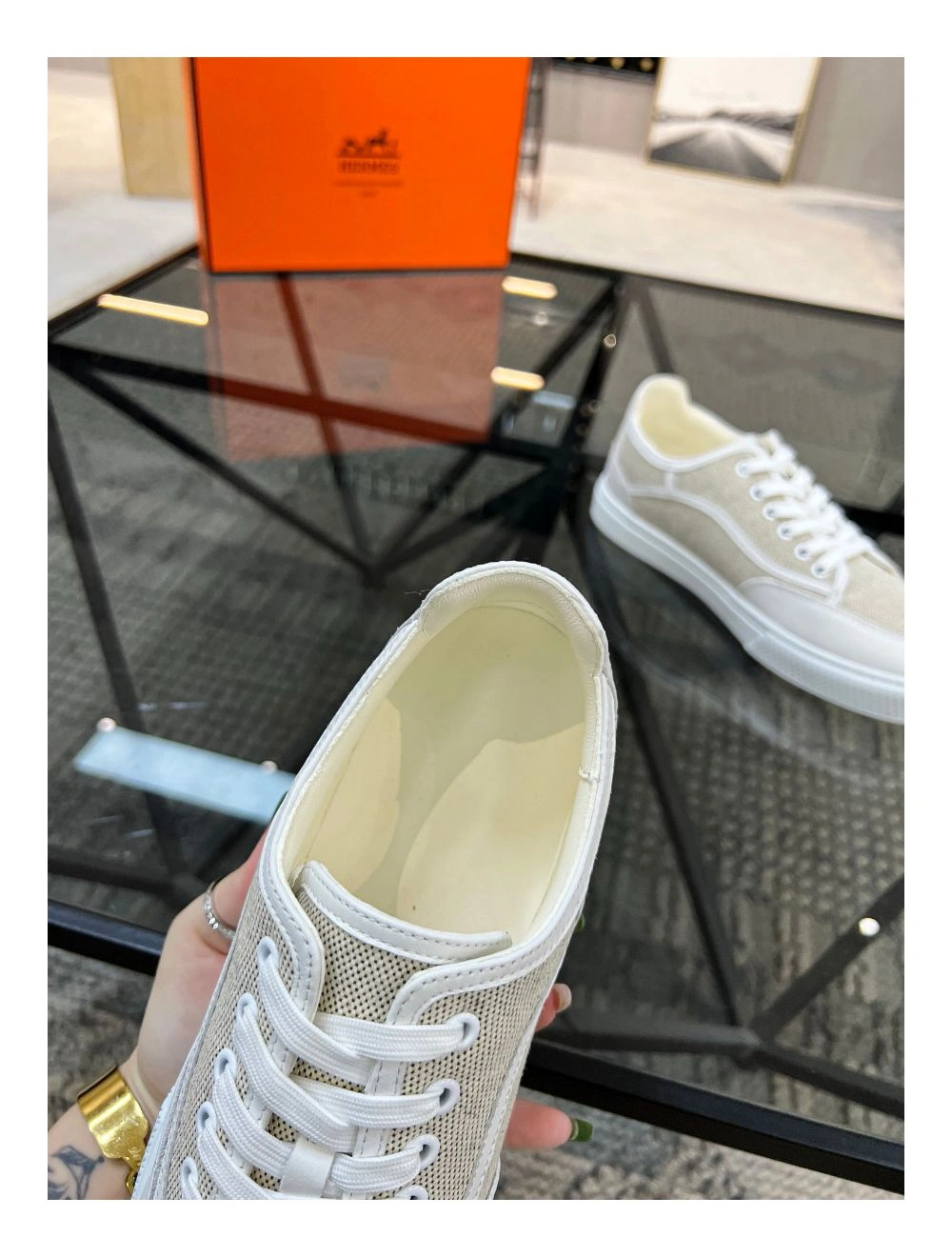 Hermes Men’s Get Sneakers in H Canvas