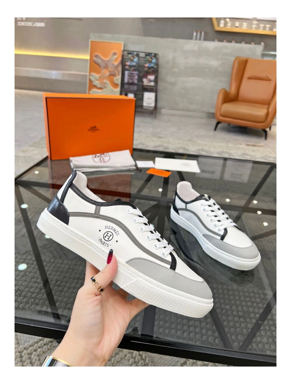 Hermes Men’s Get Sneakers in Multicolour Calfskin